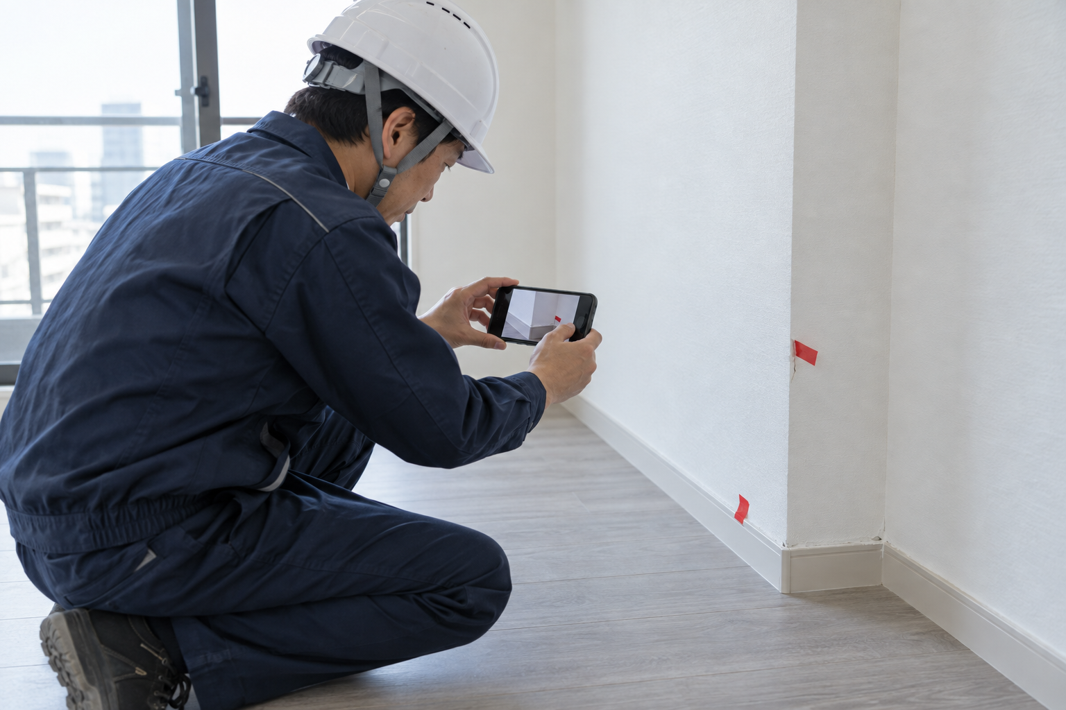 内装の仕上がりを確認して不具合箇所を撮影するダメチェックのイメージ